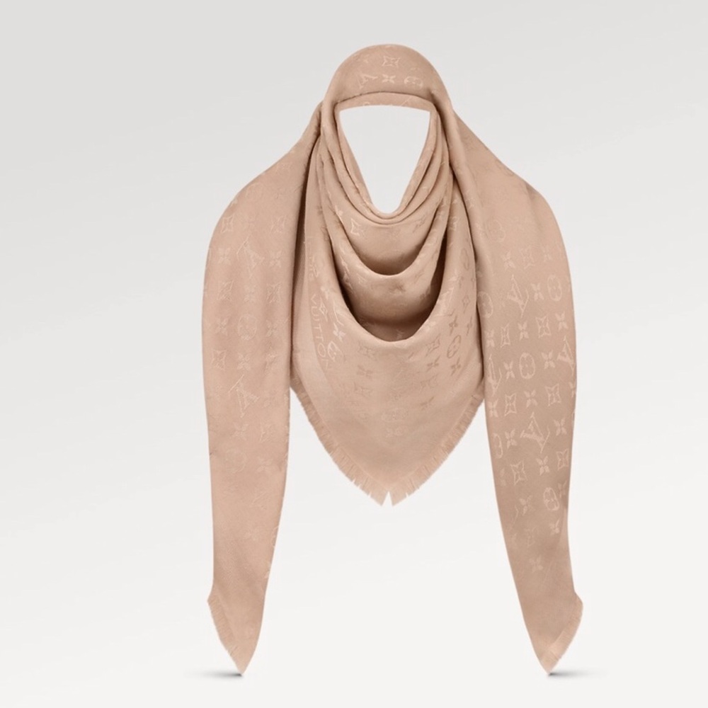 Louis Vuitton Monogram Scarf beige cream nude shawl